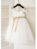 Ivory Lace Tulle Cap Sleeves Flower Girl Dress 